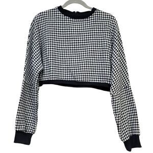 Shein houndstooth pullover cropped sweater, large